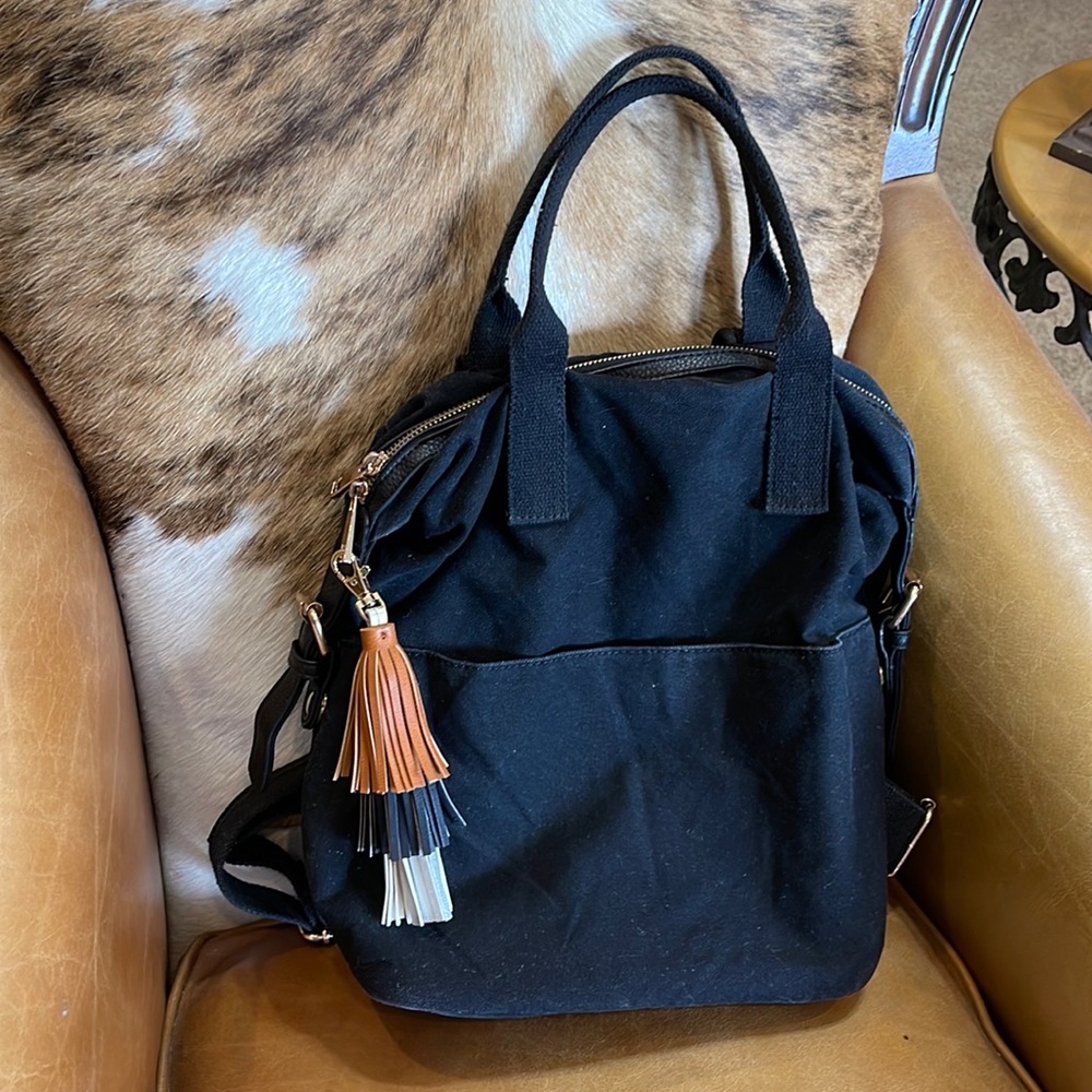 Asos black canvas tote/backpack